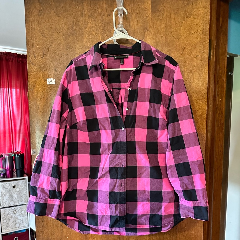 🌟 EUC-Lane Bryant Pink Black Buffalo Check- Sz 18